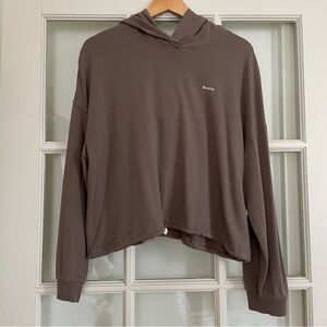 Roots brown hoodie hooded boxy sweatshirt women's size large L